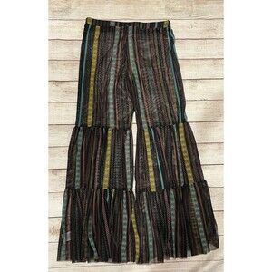 Sheer Multicolor Bellbottom Ruffle Layer Pullon Pants Size Small